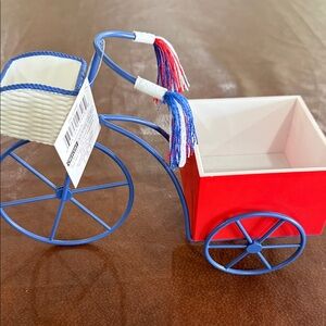 Patriotic Blue & Red Decorative Tricycle Planter